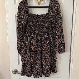Blu Pepper Black and Brown Floral Mini Dress